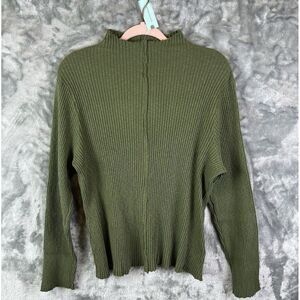T. La Anthropologie Sweater Top Plus Size 1X Green Ribbed Turtleneck Grunge USA